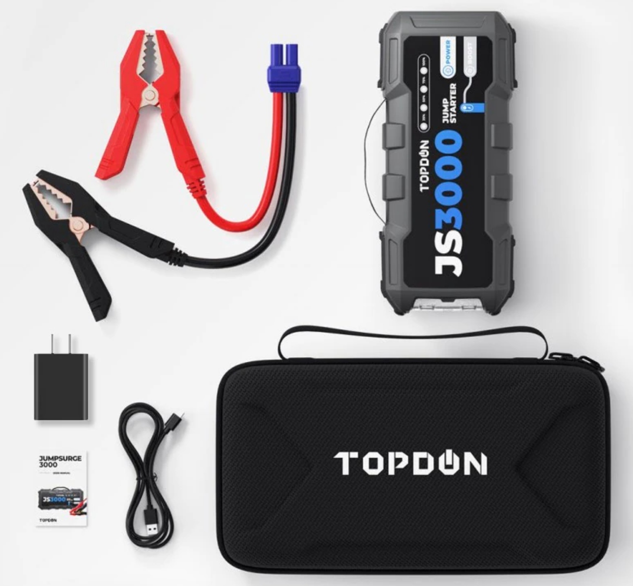 TOPDON JS3000 Powerbank 3000A 24000mAh Booster do 9L Benzyny 7L Diesla — miniatura 9