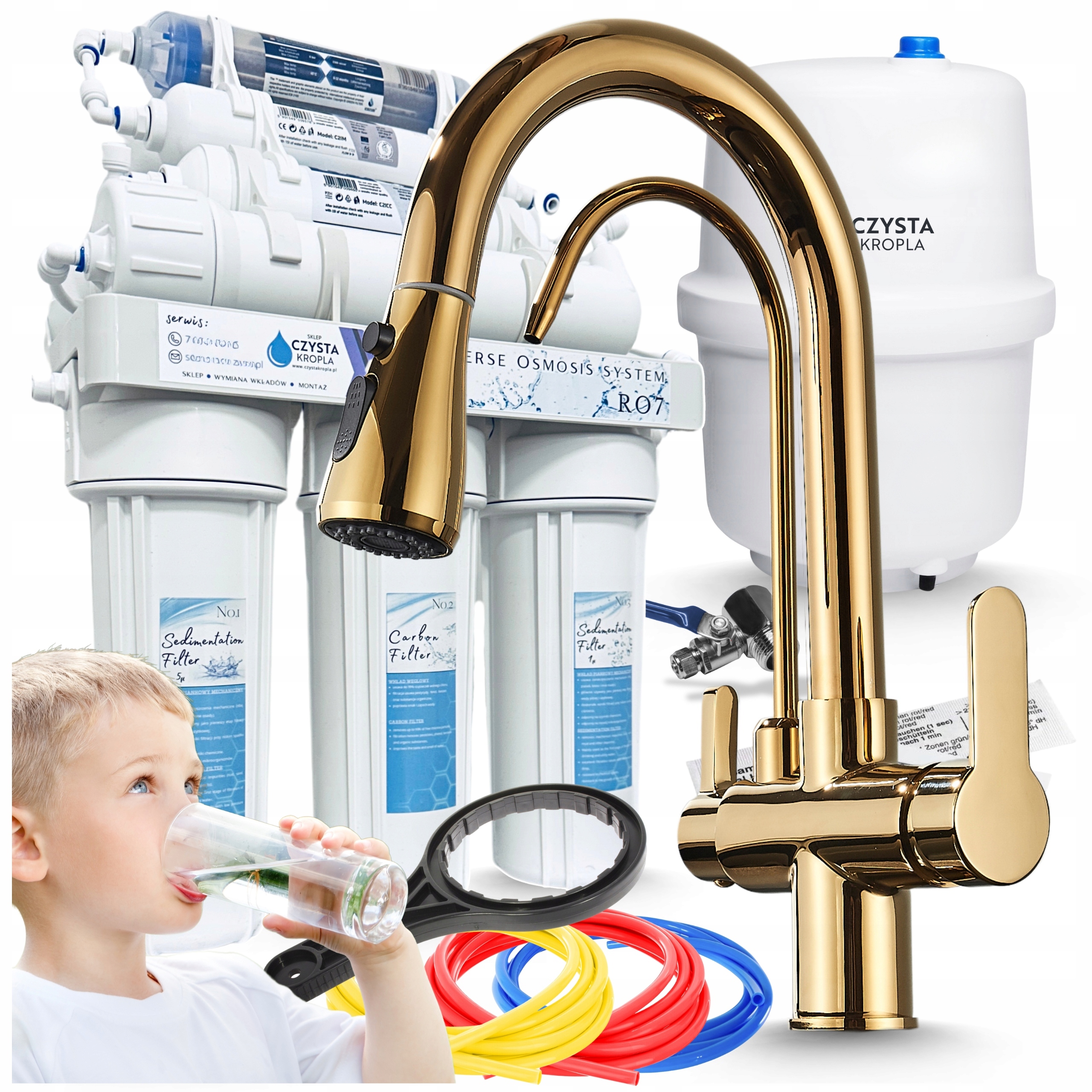 Hotová sada aktivátoru vody Harmonizátor částic Systém Ro Kohoutek Zlatý