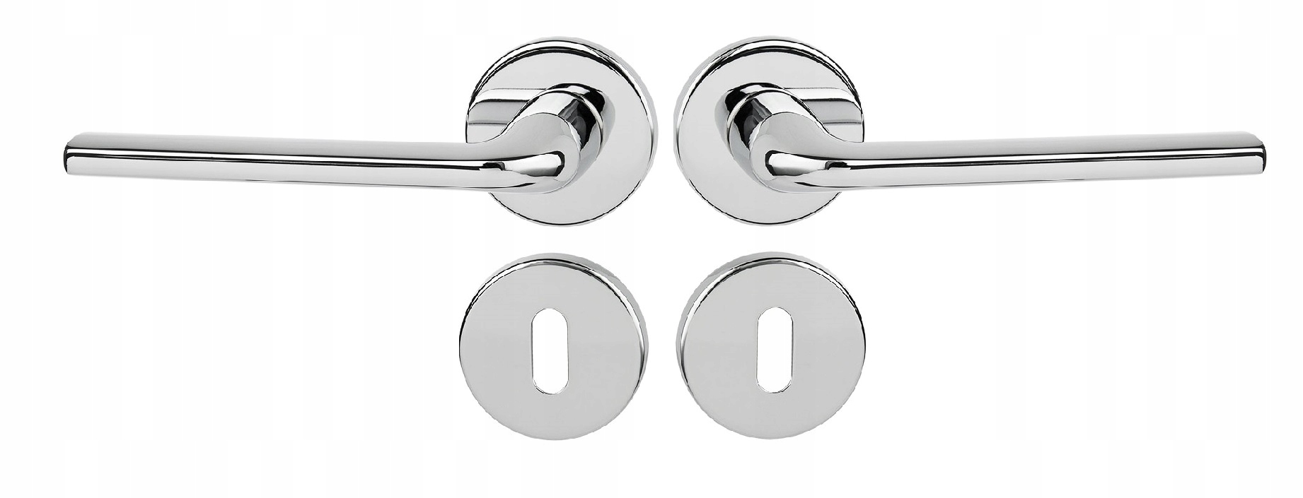 Klika na dveře komplet rozety klíč štítek Scandi slin kulatý chrom