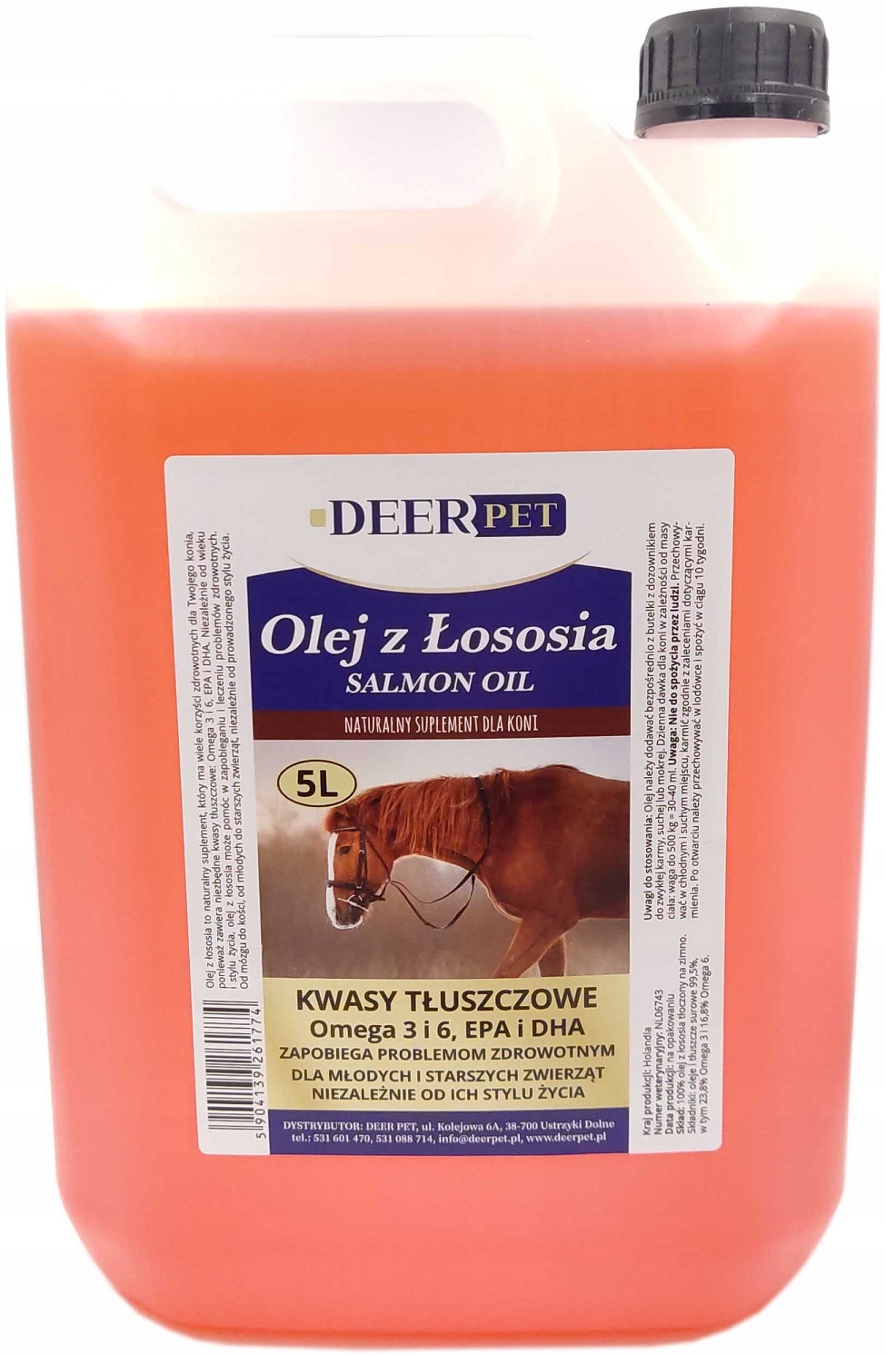 Lososový olej pro koně na výkonnost 5 L Deer Pet