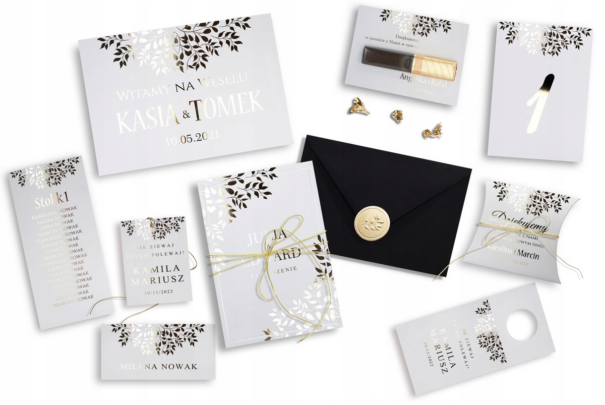 ZAPROSZENIA ŚLUBNE ZŁOTE SREBRNE ŚLUB ROSE GOLD Szerokość produktu 11.5 cm