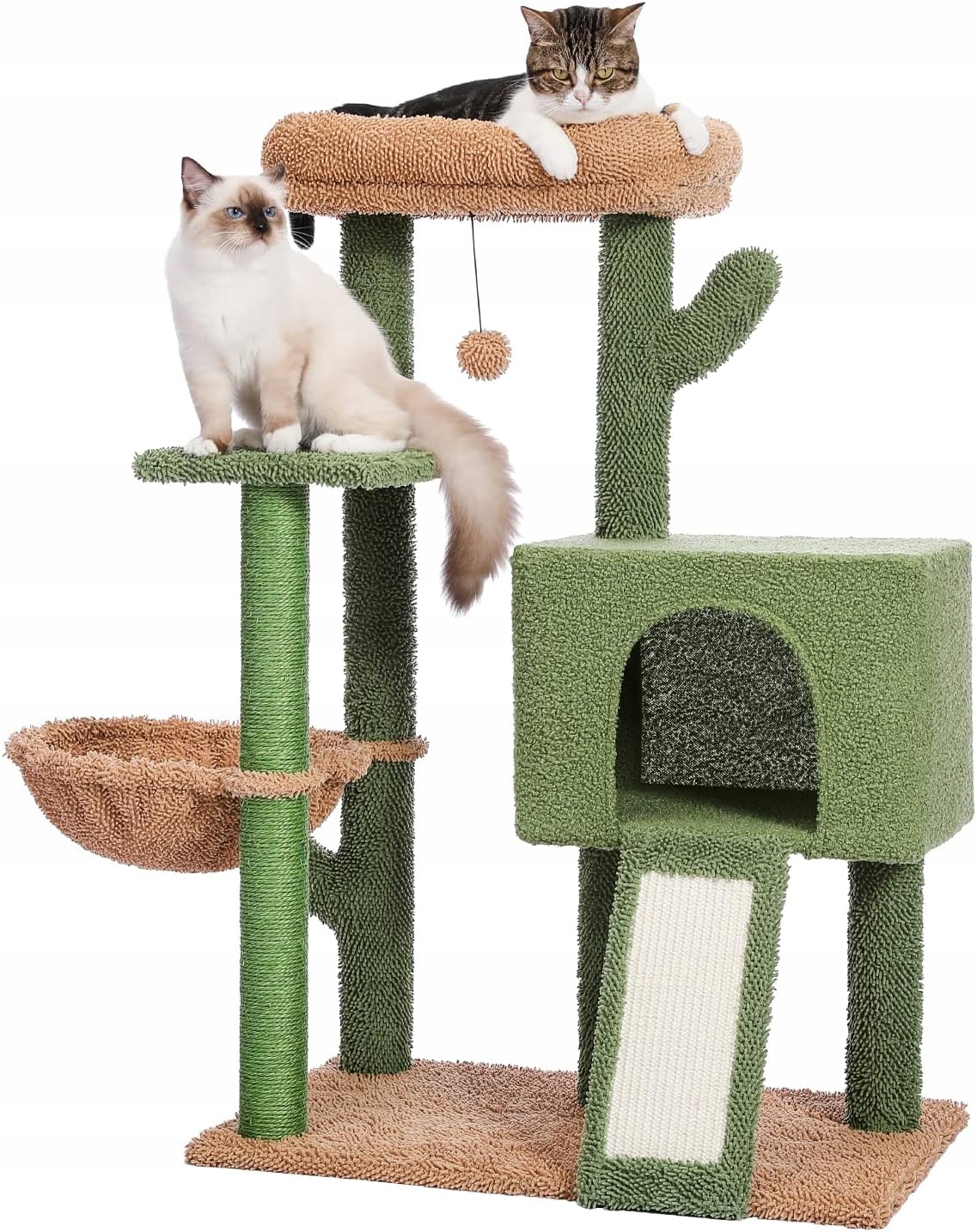 Levně Drapak Pro Kočky Kaktus Domeček Budka Dřevo Pelíšek Petepela 90 cm