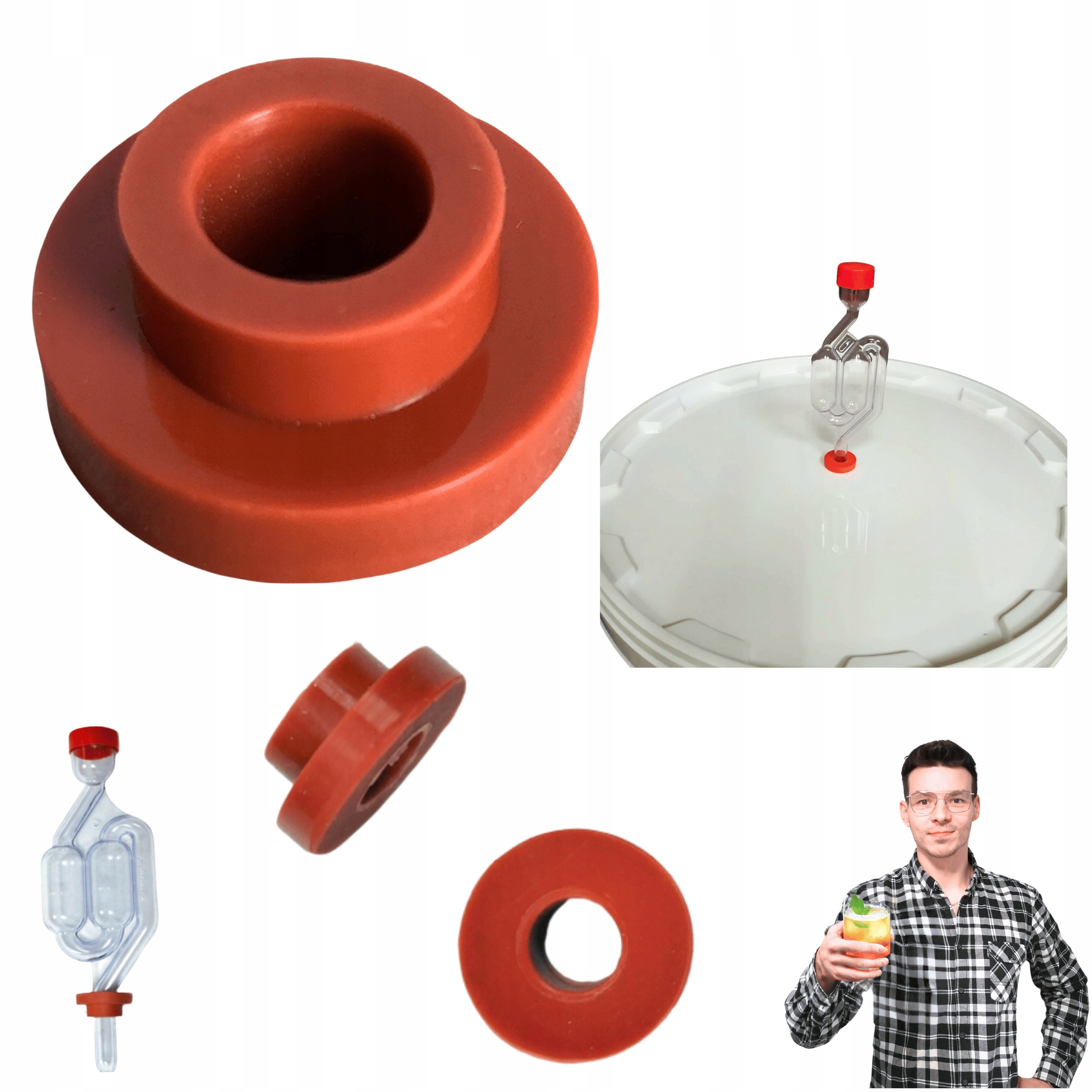 USZCZELKA DO POJEMNIKA FERMENTORA RURKI FERMENTACYJNEJ WIADRA BALONU Gumowa