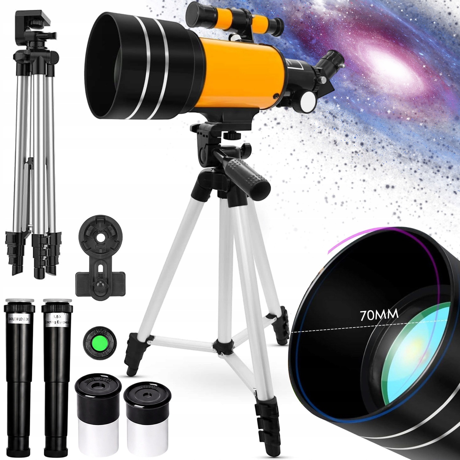 Dalekohled Astronomický Dalekohled Příslušenství Pro Pozorování Hvězd Planet 70 MM