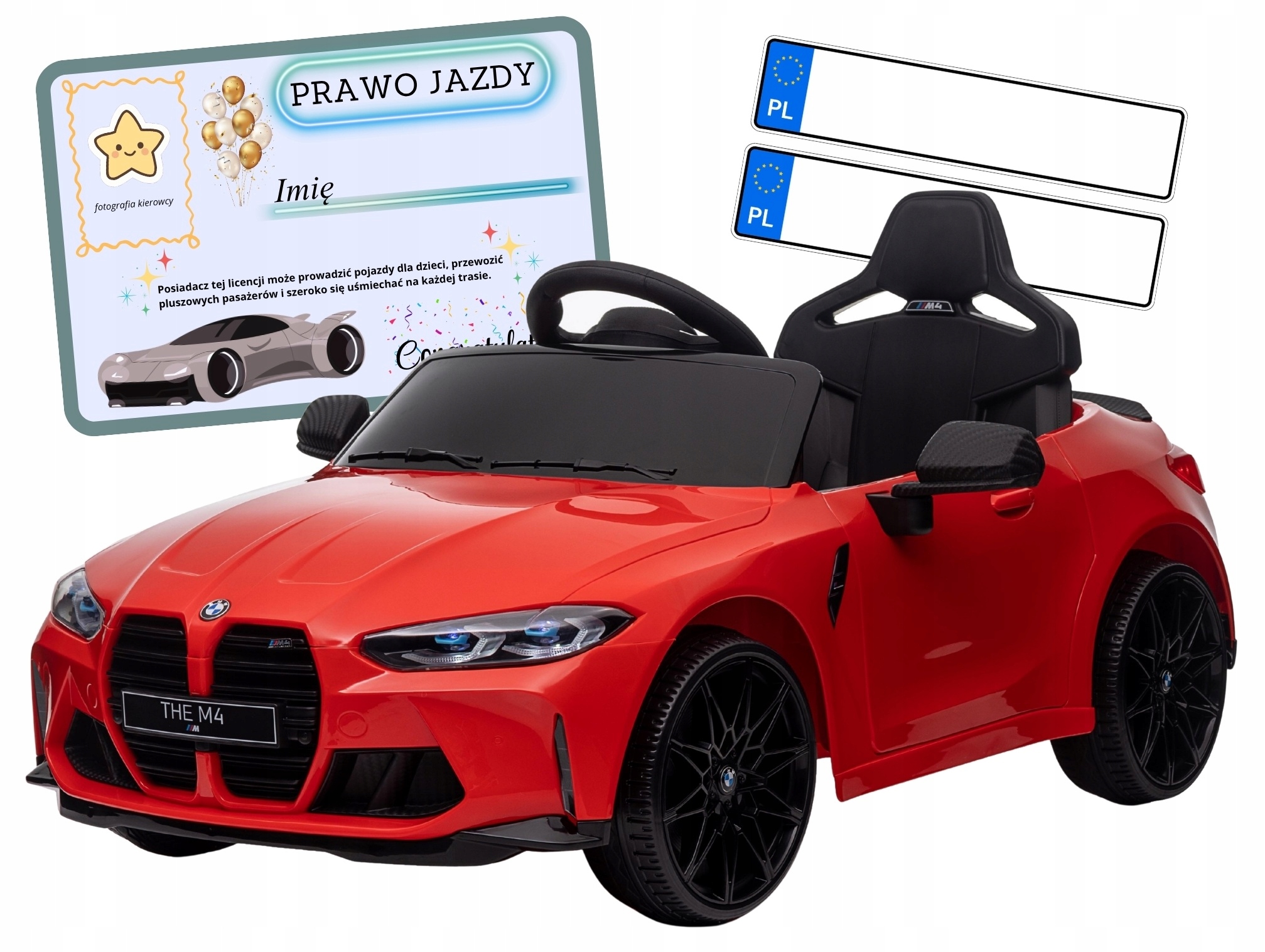 Samochód elektryczny na akumulator Bmw M4 czerwony dla dzieci 3 lata