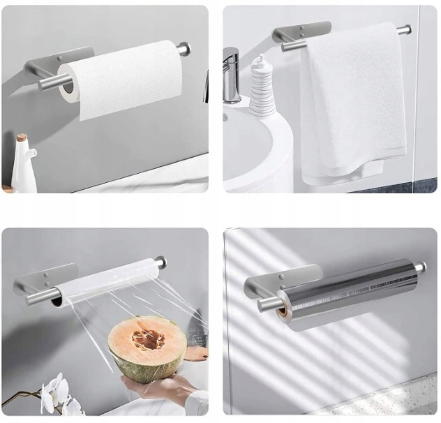 UCHWYT WIESZAK NA RĘCZNIK PAPIEROWY KUCHENNY LOFT SREBRNY SAMOPRZYLEPNY Materiał inny