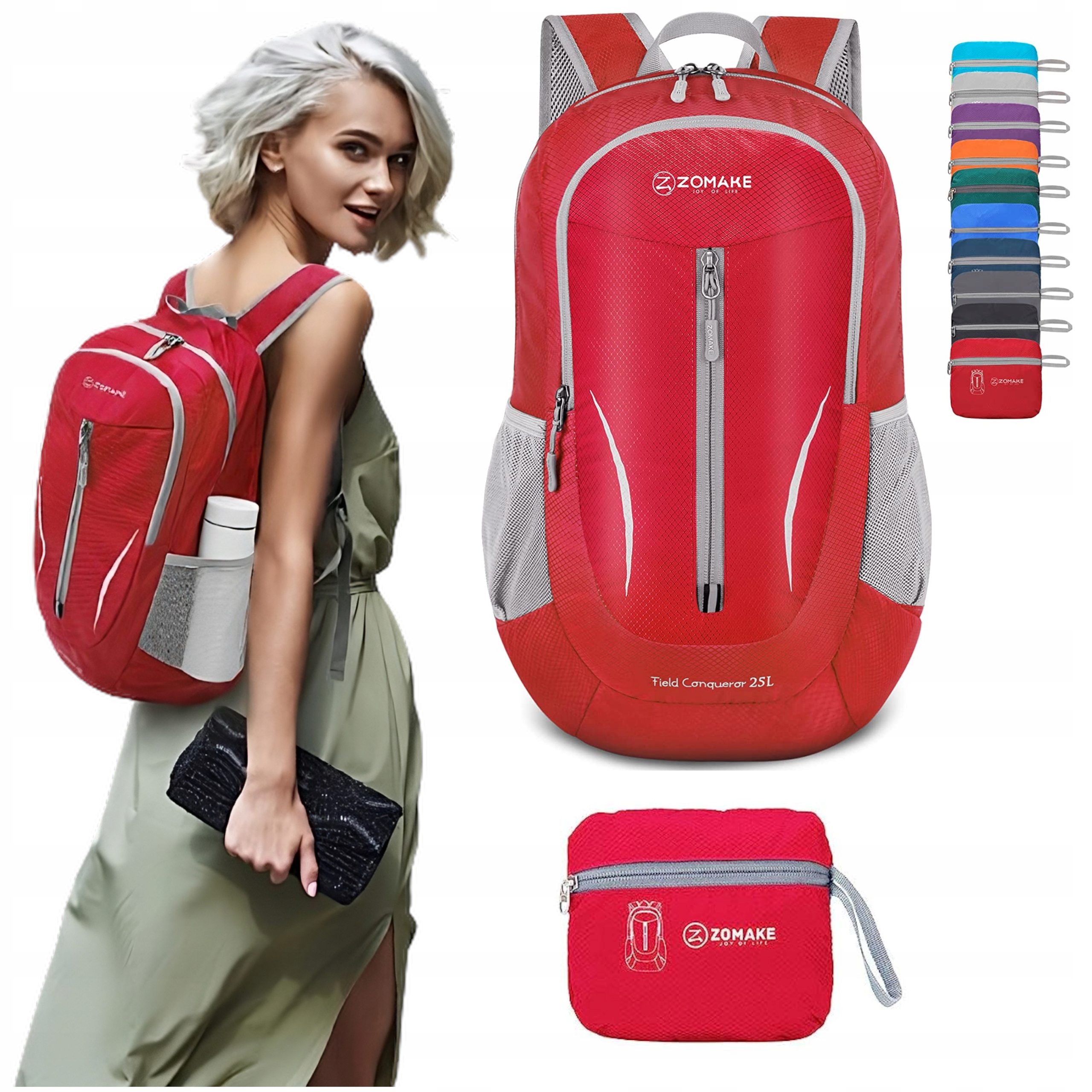 ULTRALEKKI SKŁADANY WODOODPORNY PLECAK TURYSTYCZNY