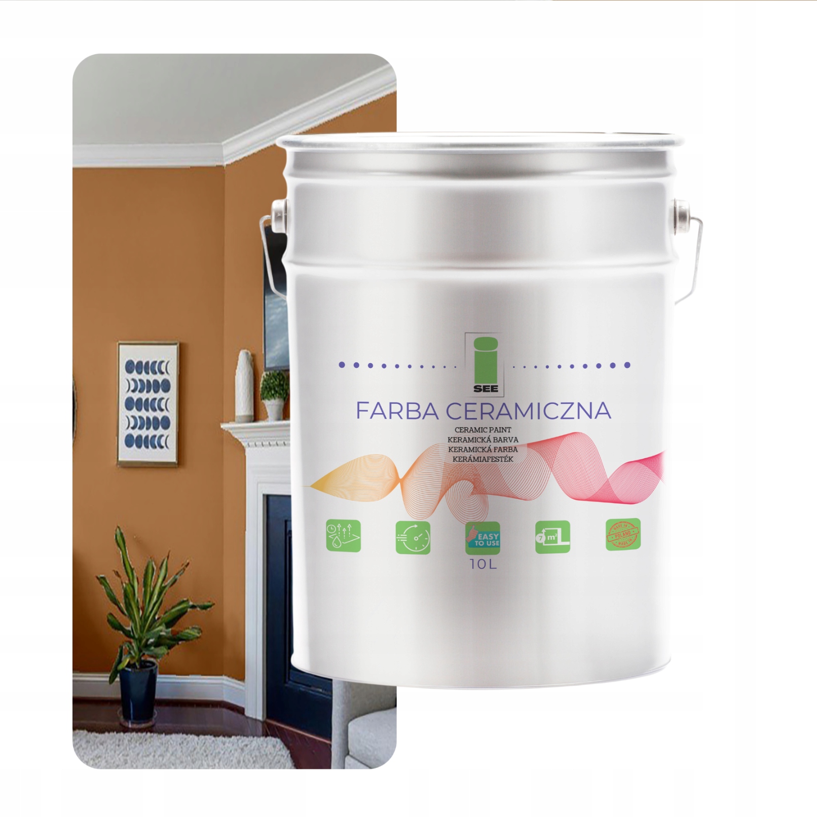 Keramická Farba Na Steny Umývateľná, Béžová, Hnedá, 10 L, Odolná Voči Škvrnám