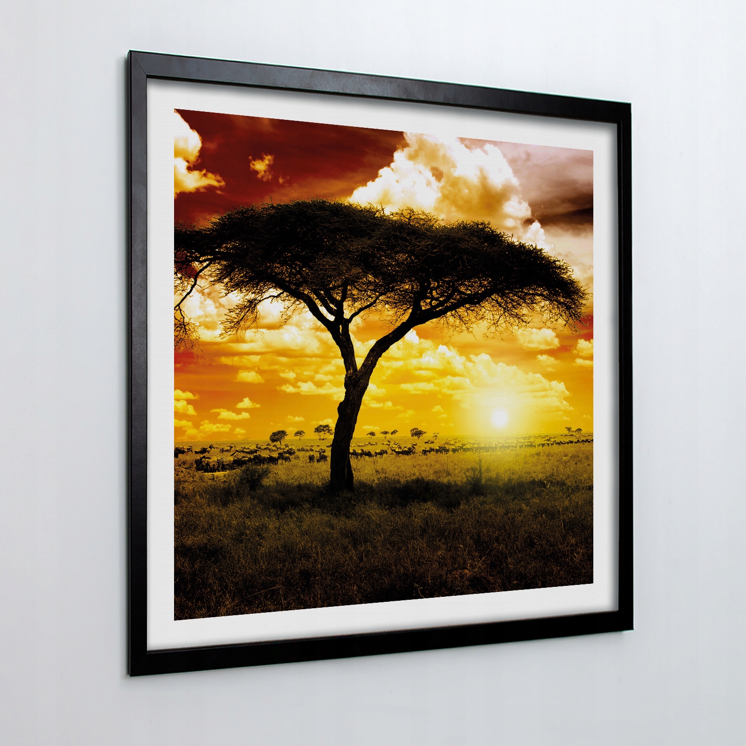 Fotoobraz s rámečkem Mdf Západ slunce safari 50x50