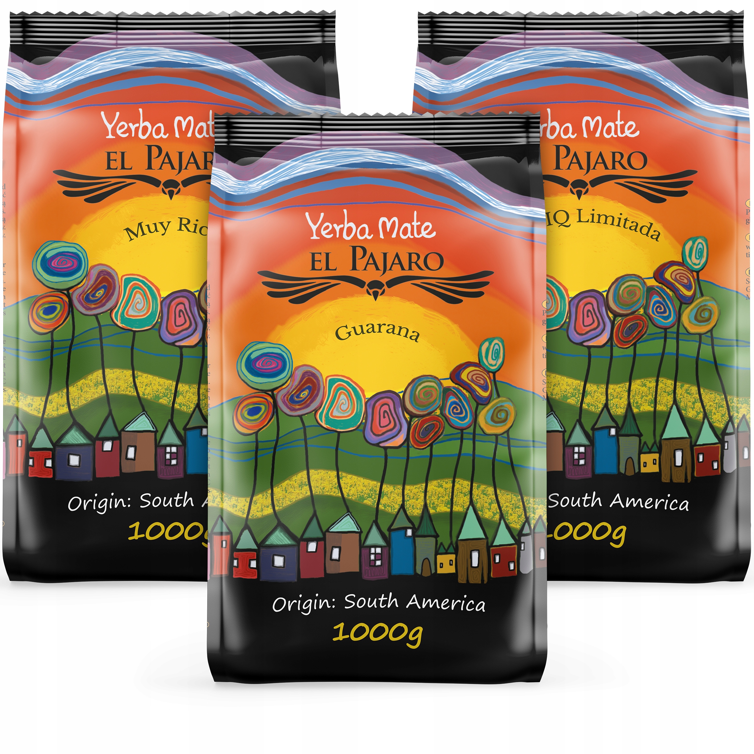 Levně Sada Yerba Mate El Pajaro 3 x 1 kg Energia Guarana Zásoba 3 kg