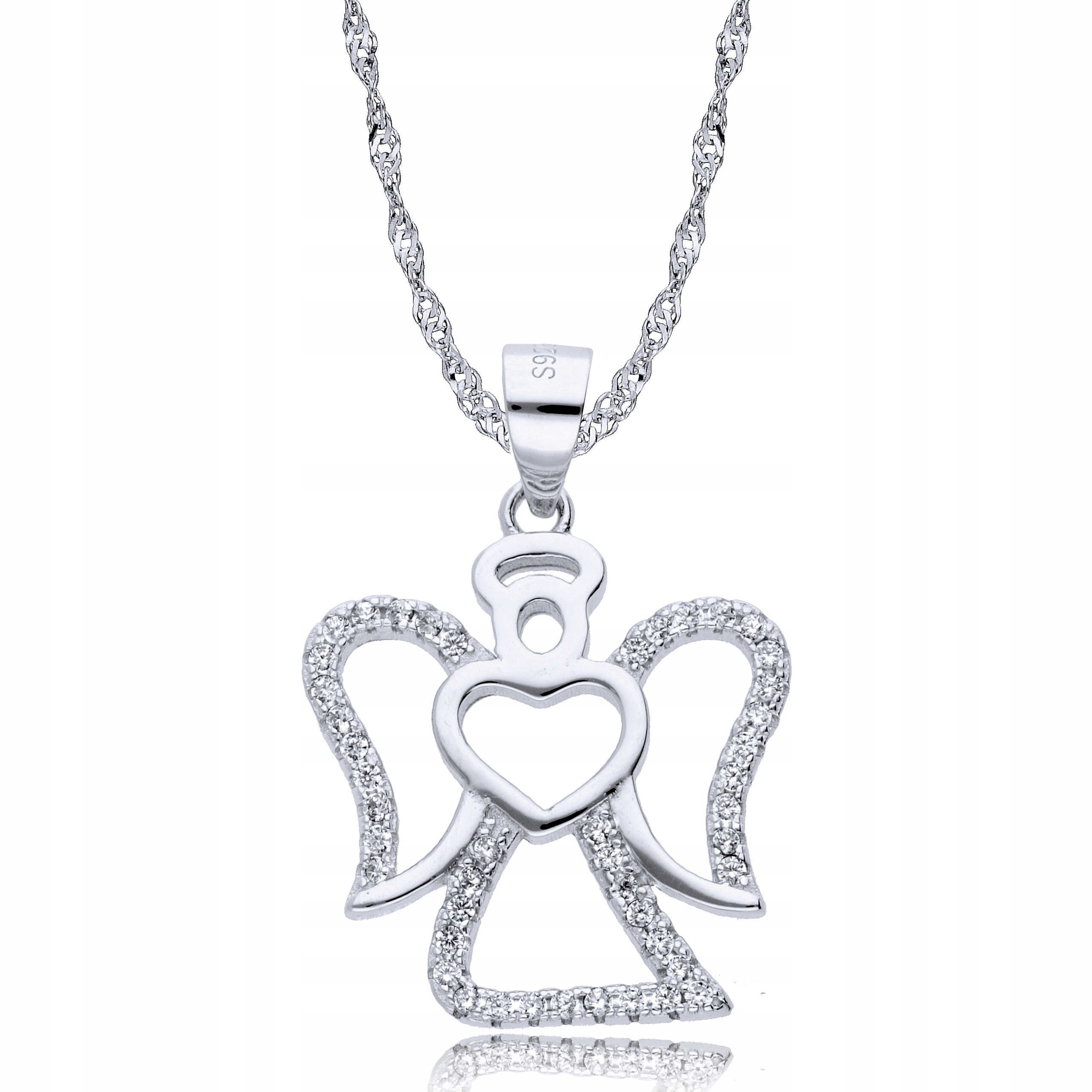 Łańcuszek Srebrny 925 Medalik Aniołek Grawer Marka Euforia