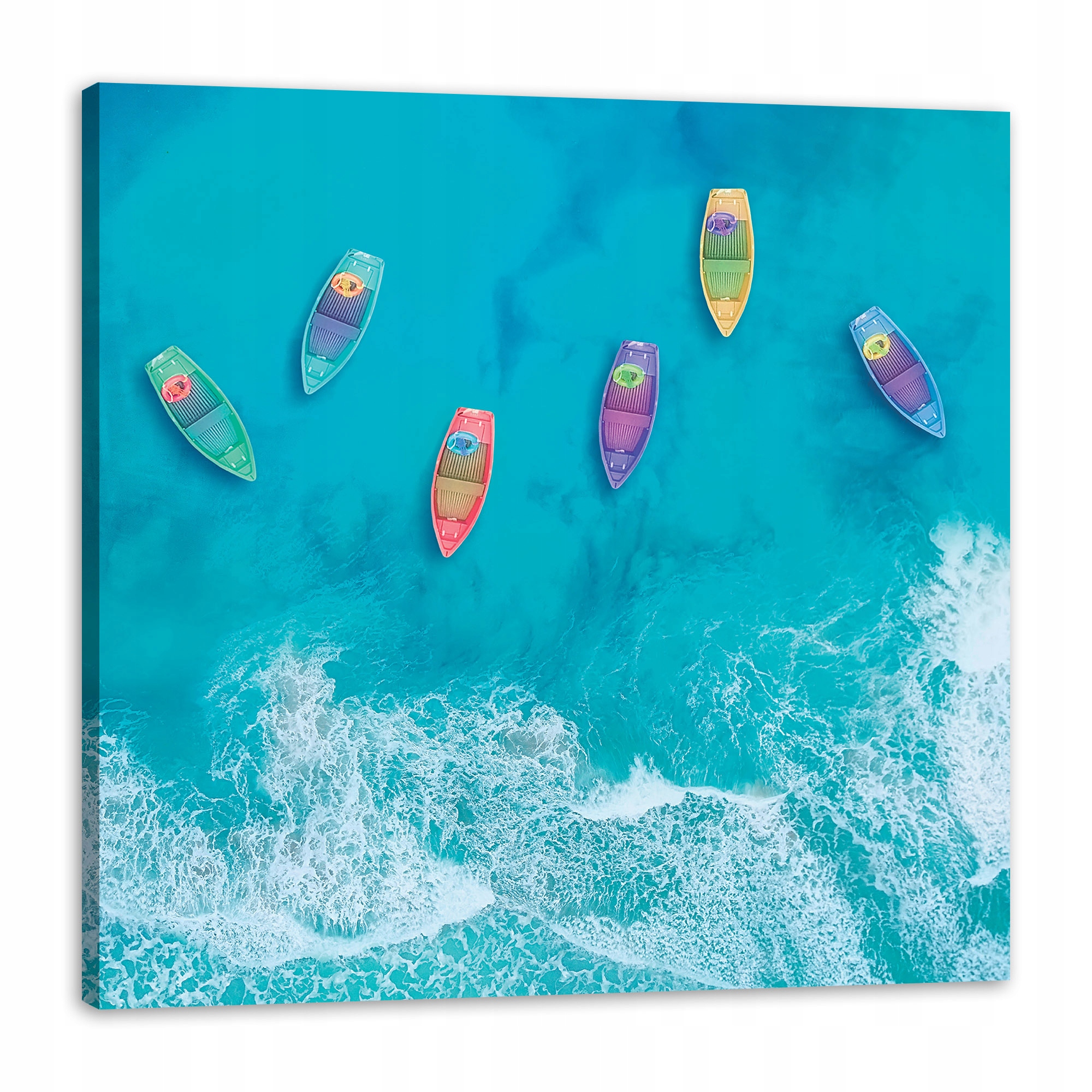 Obraz na plátně Lodě na vodě v oceánu Světle Modrá 80 x 80 cm