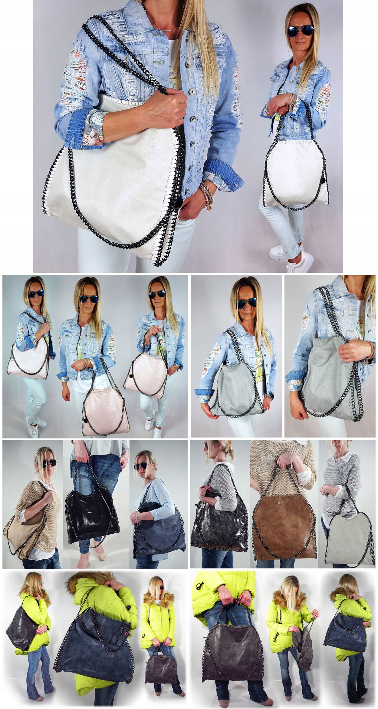 TOREBKA Z ŁAŃCUCHAMI _ TORBA ŁAŃCUCHY _ STELLA BAG Zapięcie zamek