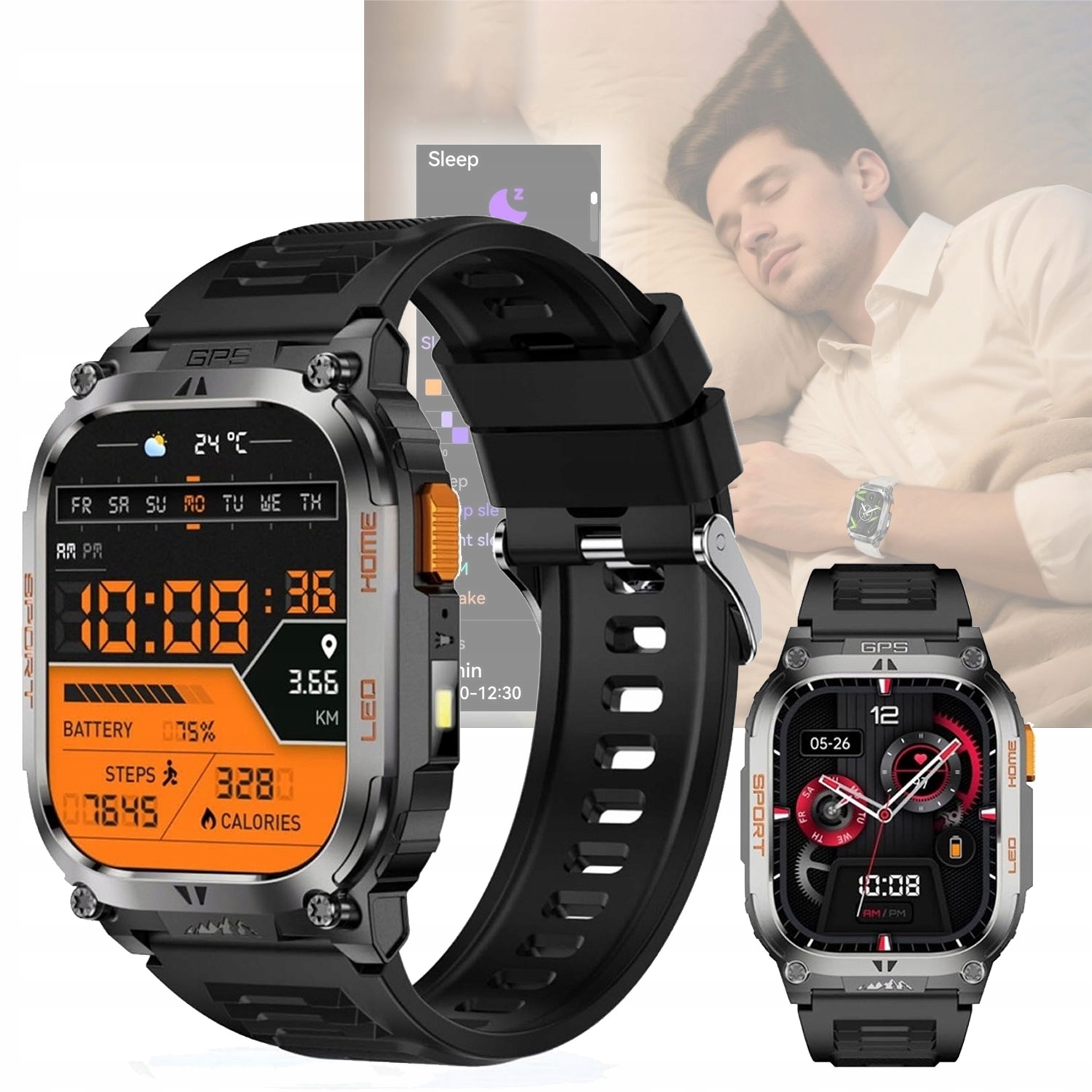 Chytré Hodinky QX18 Pánské Černé Gps IP68 2.01 Palce Hd Voděodolné Hodinky