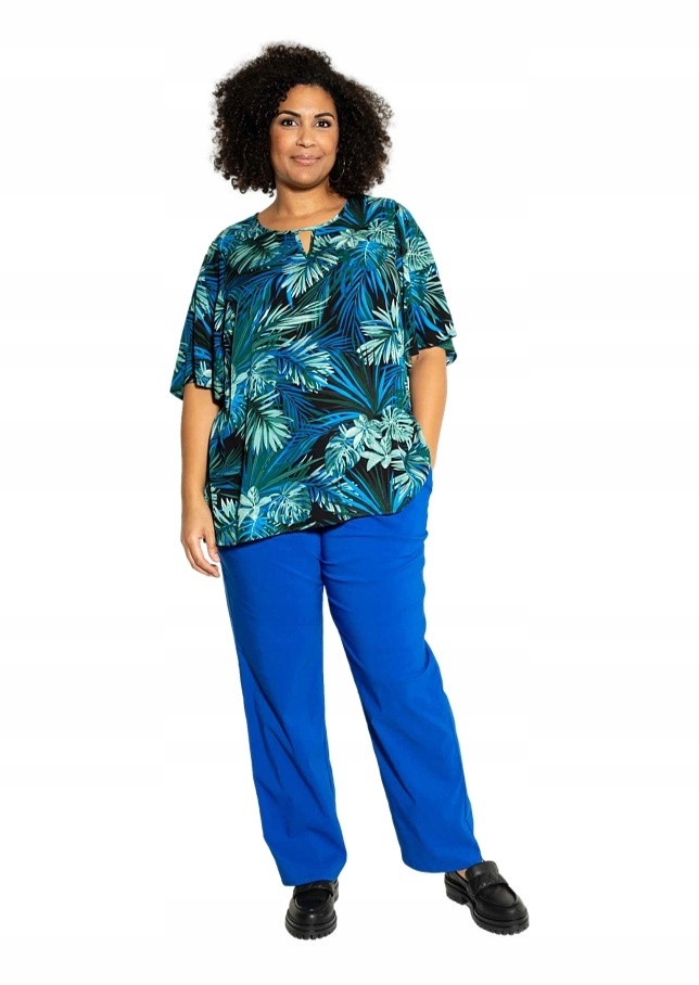 Elegantní Kobaltové Kalhoty S Rovnými Nohavicemi Studio Plus Size S864 52