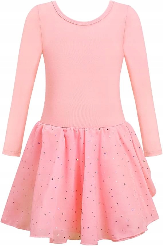 Baletní body s tutu sukní, kostým baletky, dlouhý rukáv, růžové, 130 cm