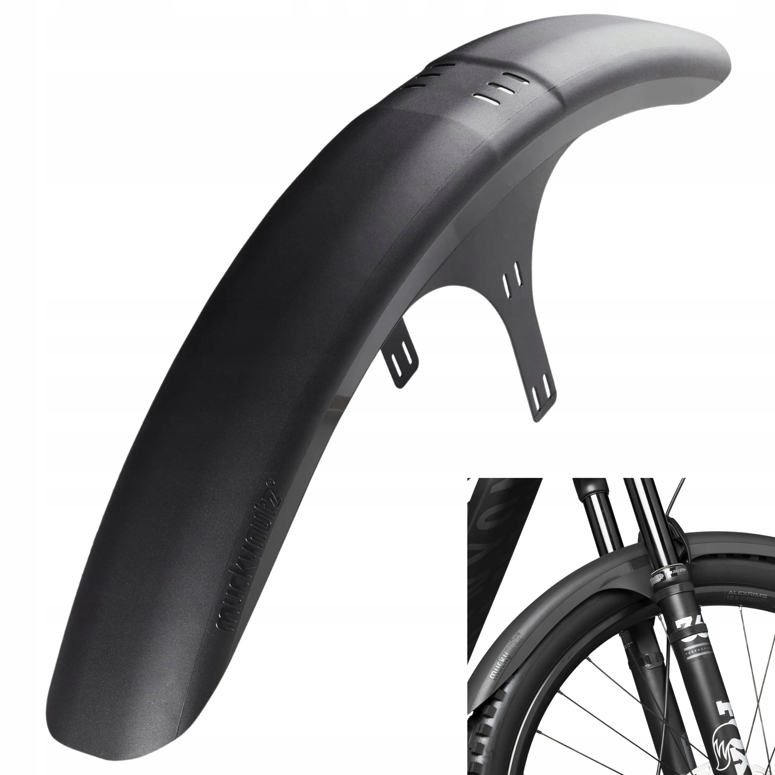 Przedni błotnik rowerowy Mucky Nutz MugGuard Long czarny na przednie koło