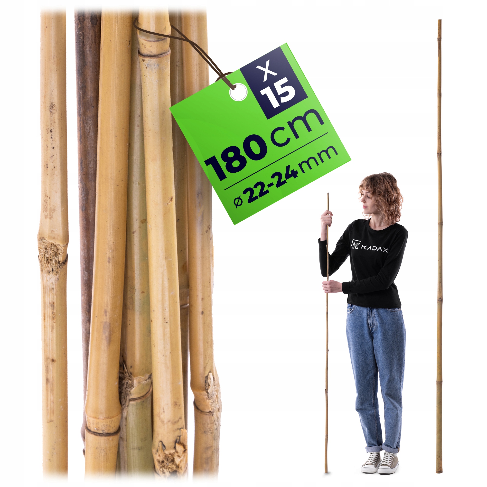 15 Ks Bambusové Tyčky 180 cm Podpěra Pro Rajčata Rostlin Palík 22/24 mm