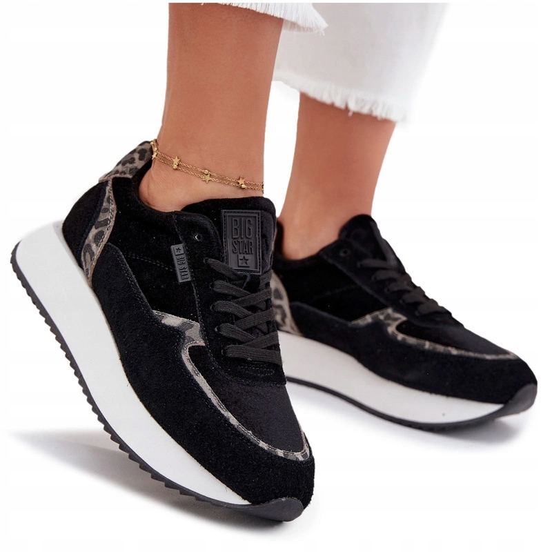 Dámské Tenisky Big Star OO274A312 Hi-poly Systém Panterka Černé 36