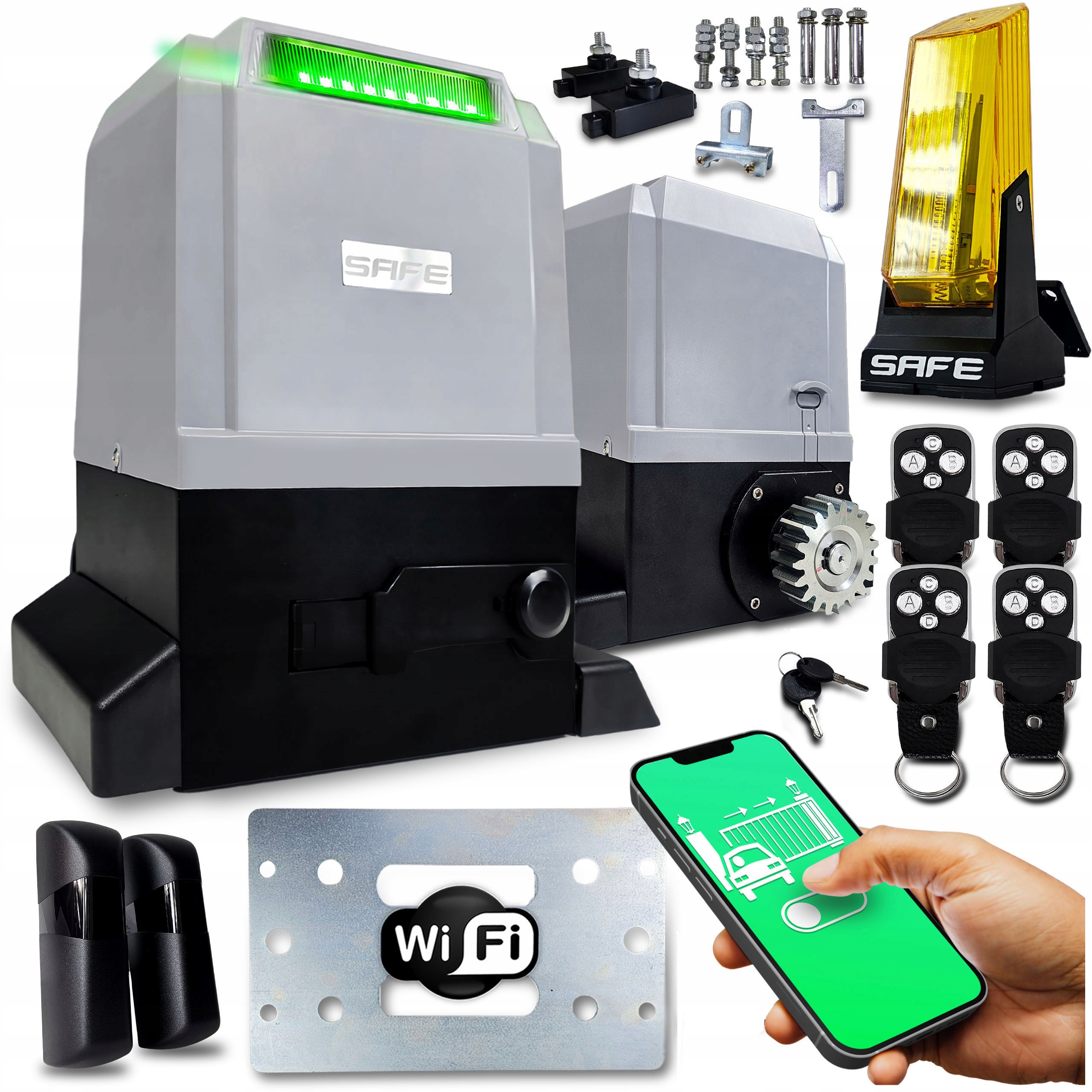 Sada Pohonov Pre Posuvnú Bránu 800 kg 4 diaľkové ovládače lampa Wifi Led pohon
