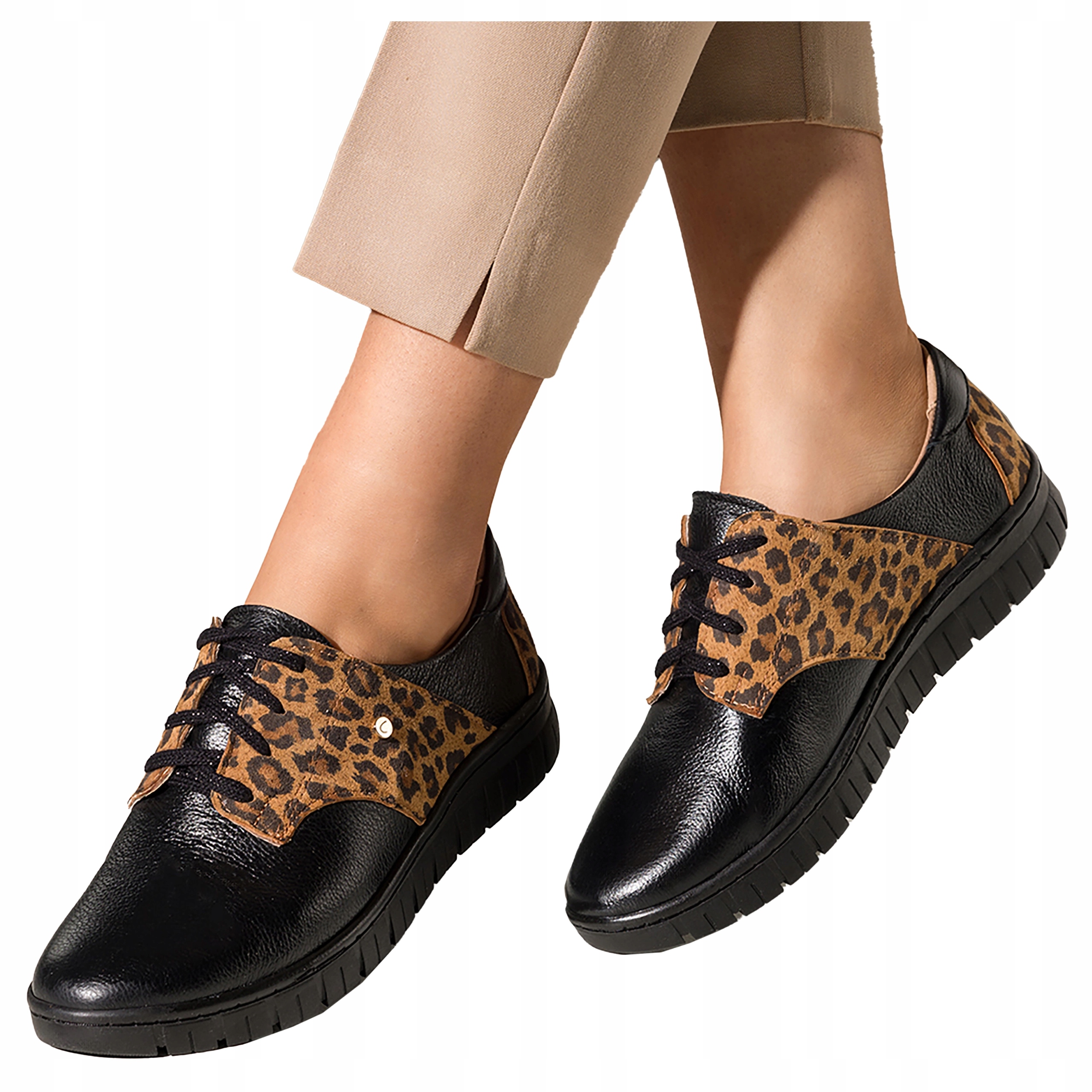 Černé kožené tenisky Dámské Creepersy Šněrovací Pohodlné Módní velikost 39