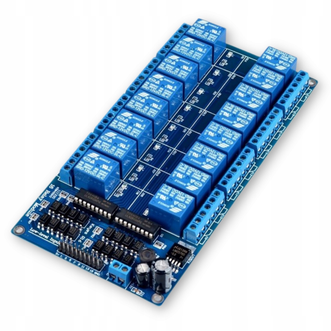 Moduł 16-kanałowy 12V 10A przekaźnik sterowany stanem niskim 0V do Arduino