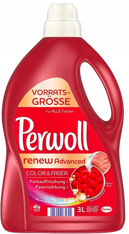 Levně Perwoll Renew & Repair Color & Faser, tekutý prací prostředek, 40 praní, 3 L