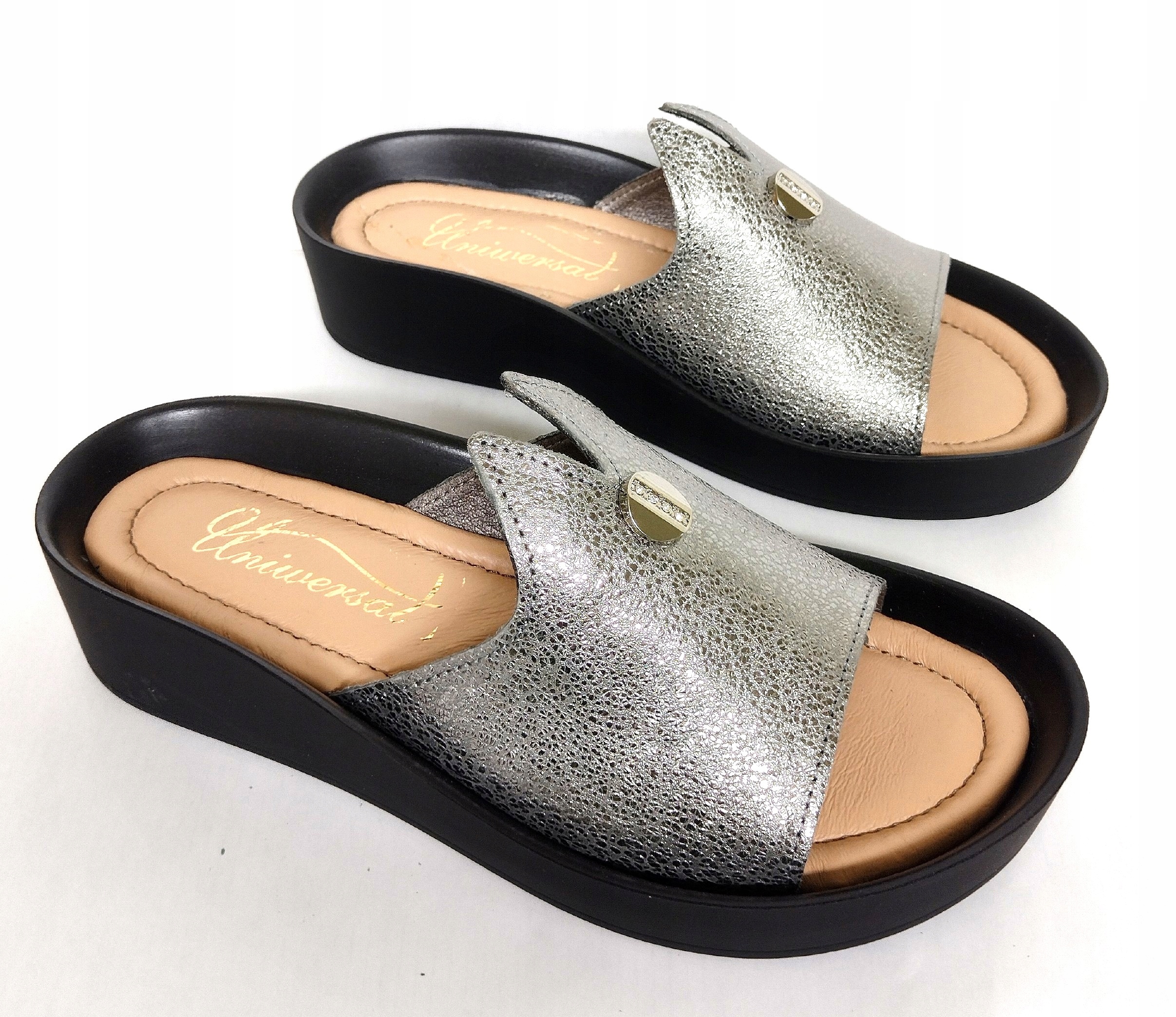 UNI-94 STYLOWE WYGODNE LEKKIE KLAPKI SKÓRA NAT 41 Kolor biały