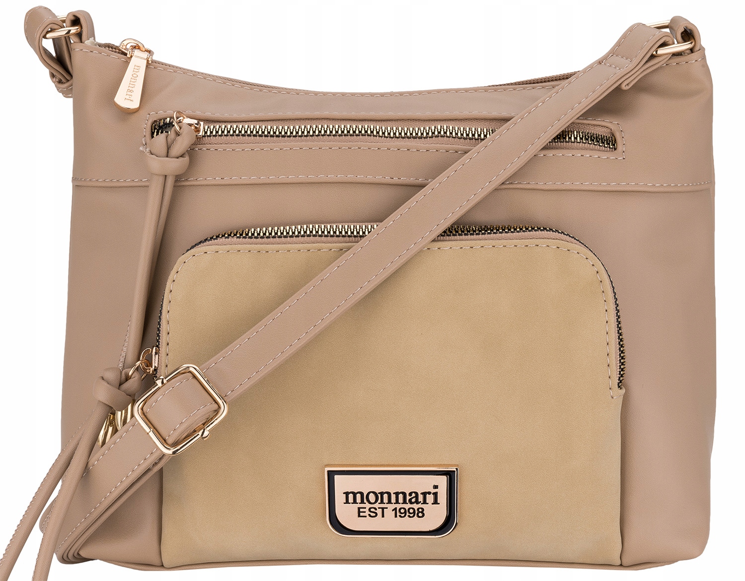 Torebka Beżowa Listonoszka Monnari Kieszonki Logo