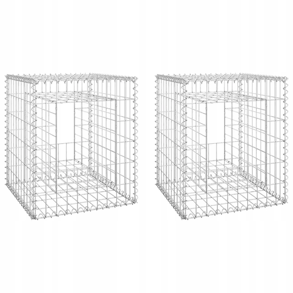 Sada gabionových košů Železný sloupek stříbrný 50x50x60 cm