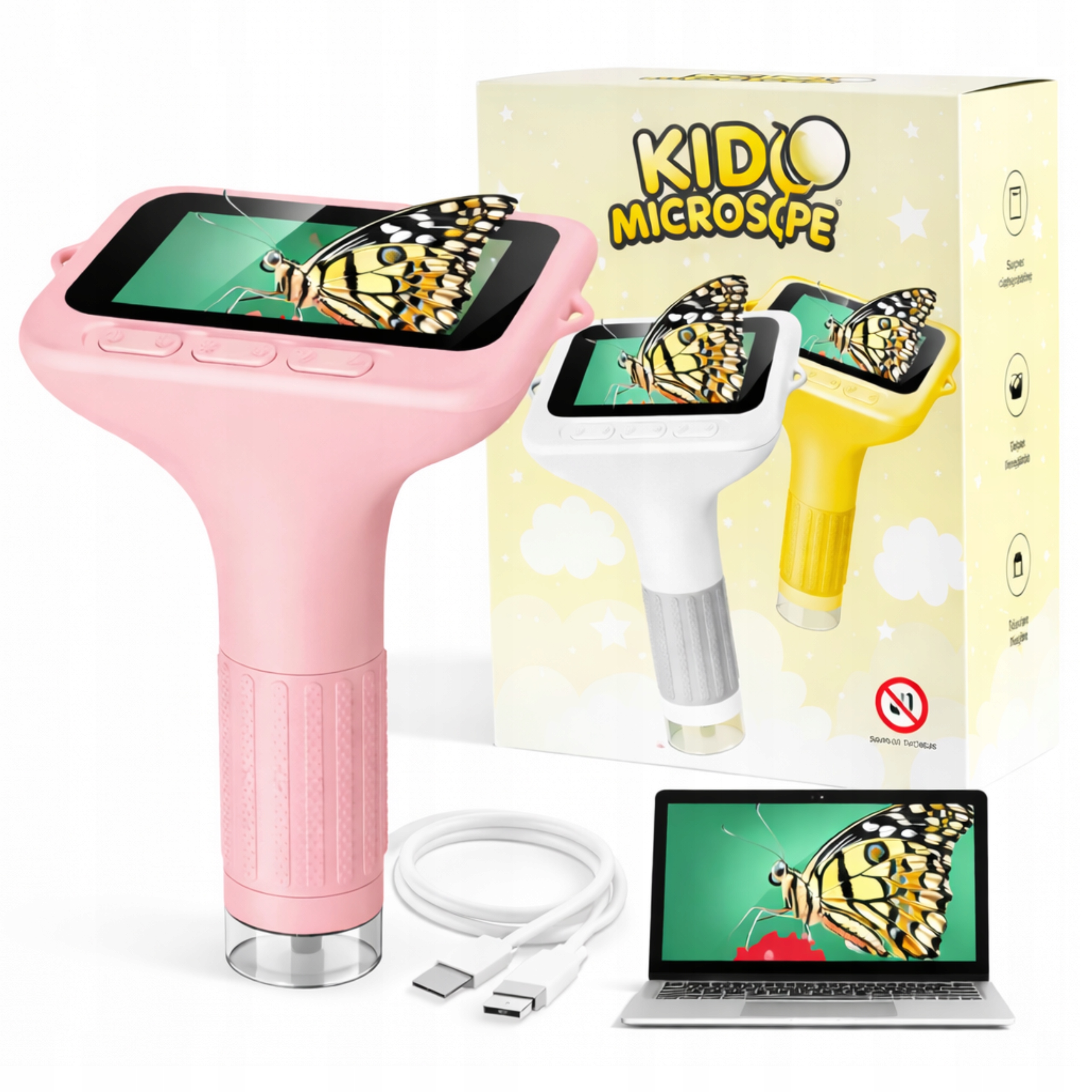 Cyfrowy Mikroskop Przenośny Zestaw Dla Dzieci Led Hd 1000X Ekran Hd LCD 2MP