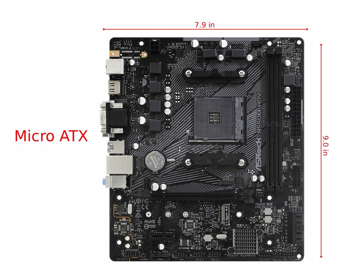 ASRock B550M-HDV Płyta Główna AM4 DDR4 Micro-ATX AMD B550 HDMI USB — miniatura 2