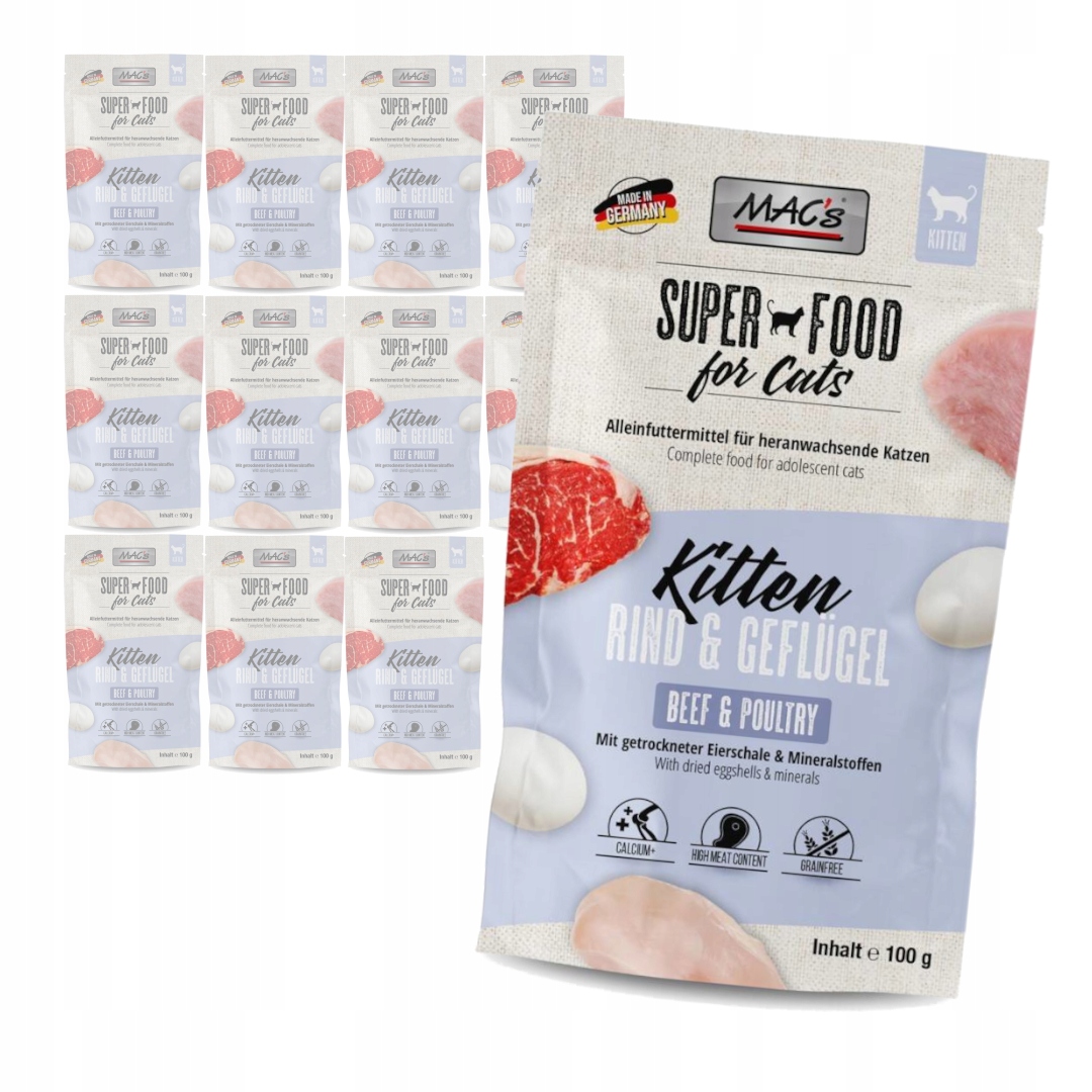 MAC's Kitten Vlhké Krmivo pro koťata Hovězí drůbež 12x100 g