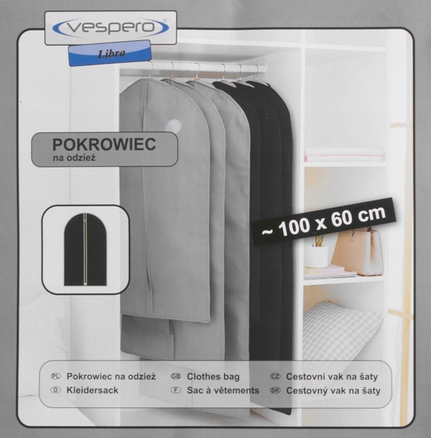

Pokrowiec na ubrania odzież 100x60 czarny 33079