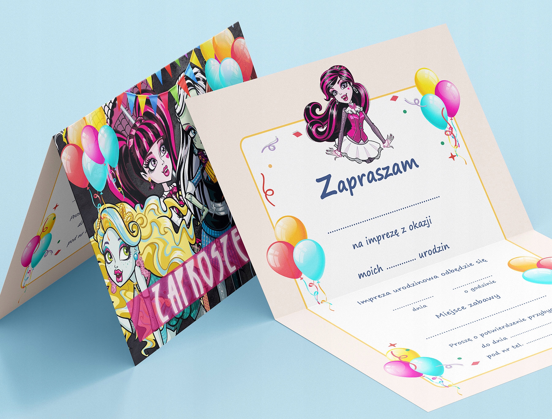 ZAPROSZENIE MONSTER HIGH NA URODZINY DZIECKA + KOPERTA GRATIS EAN (GTIN) 5904629532803