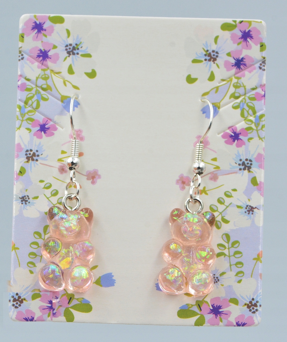 Kolczyki MISIE żelki Haribo jasnoRÓŻOWE błyszczące Materiał Inny