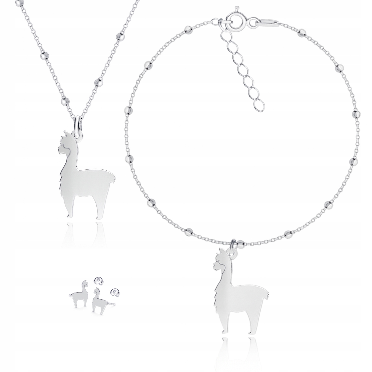 Alpaka alpaky lama stříbrný kuličkový komplet šperků stříbro 925
