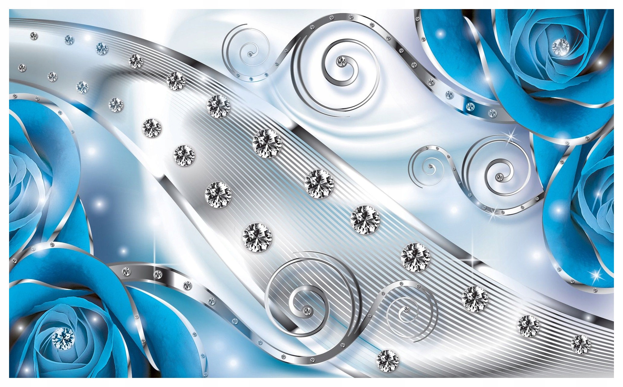 Fototapeta Modré ruže diamanty striebro modern vinylová 254x184 lepidlo