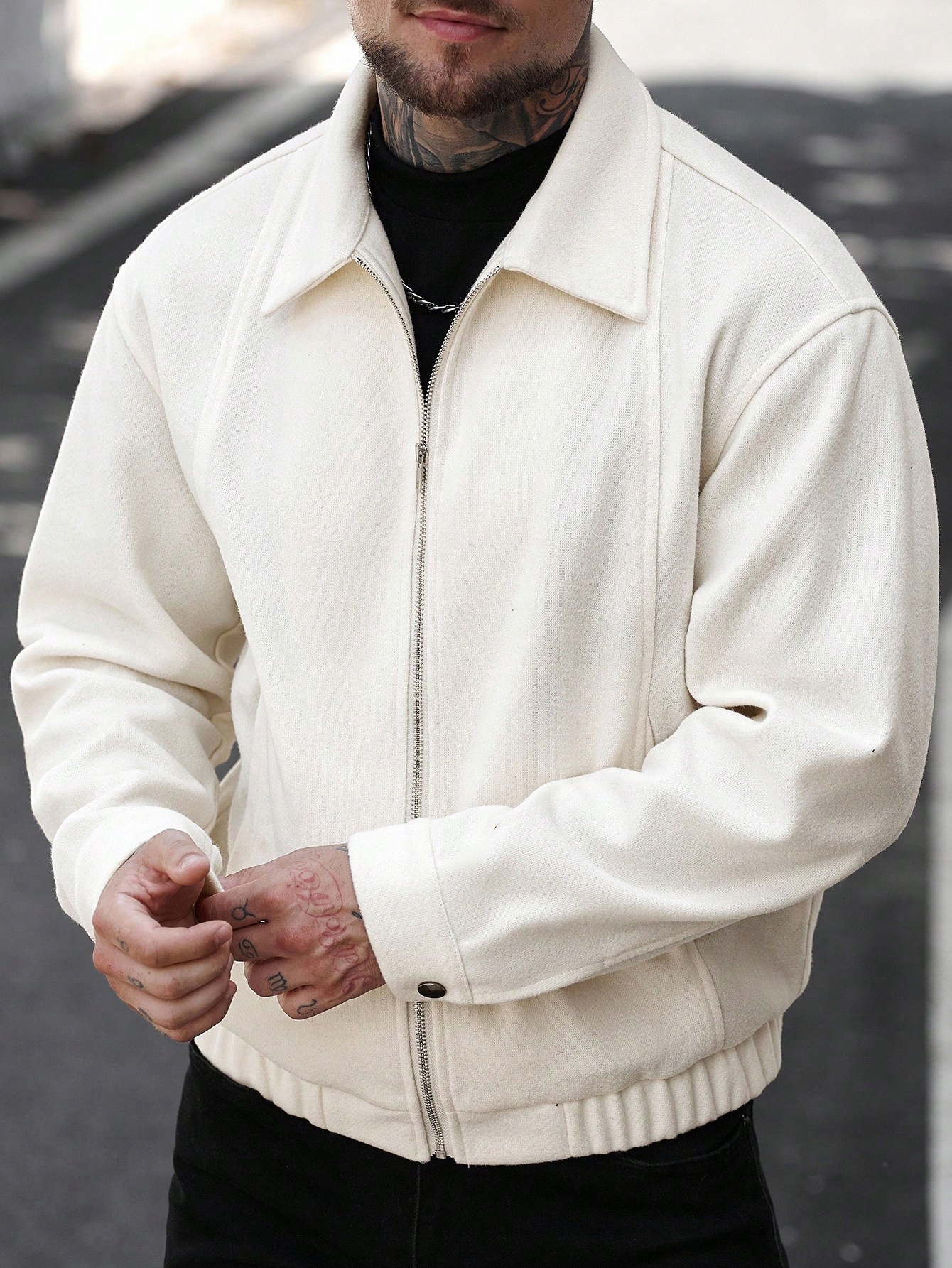 Pánská Bunda Bomber Harrington Béžová Vintage Klasická Na Zip Shein S