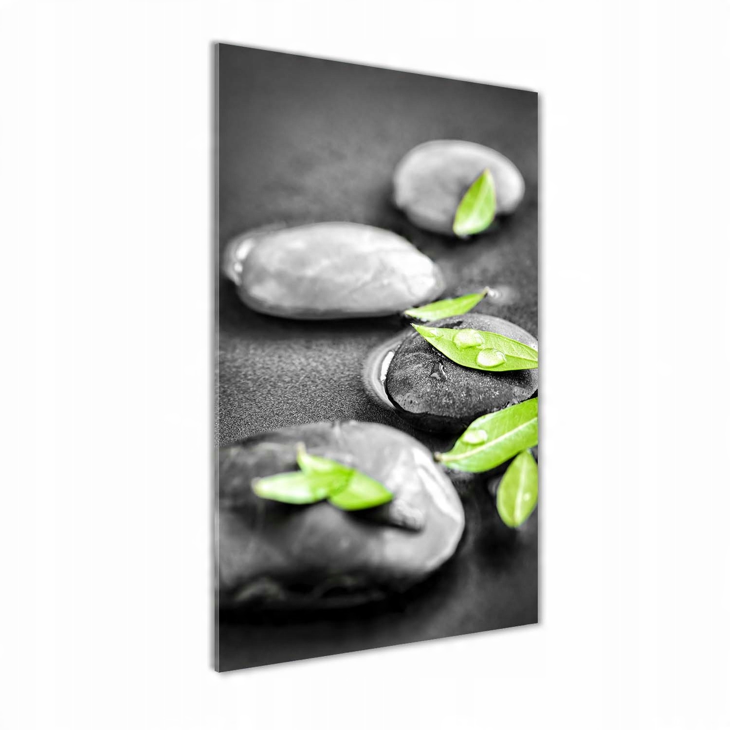 

Foto obraz na szkle Liście kamienie zen 50x100 cm