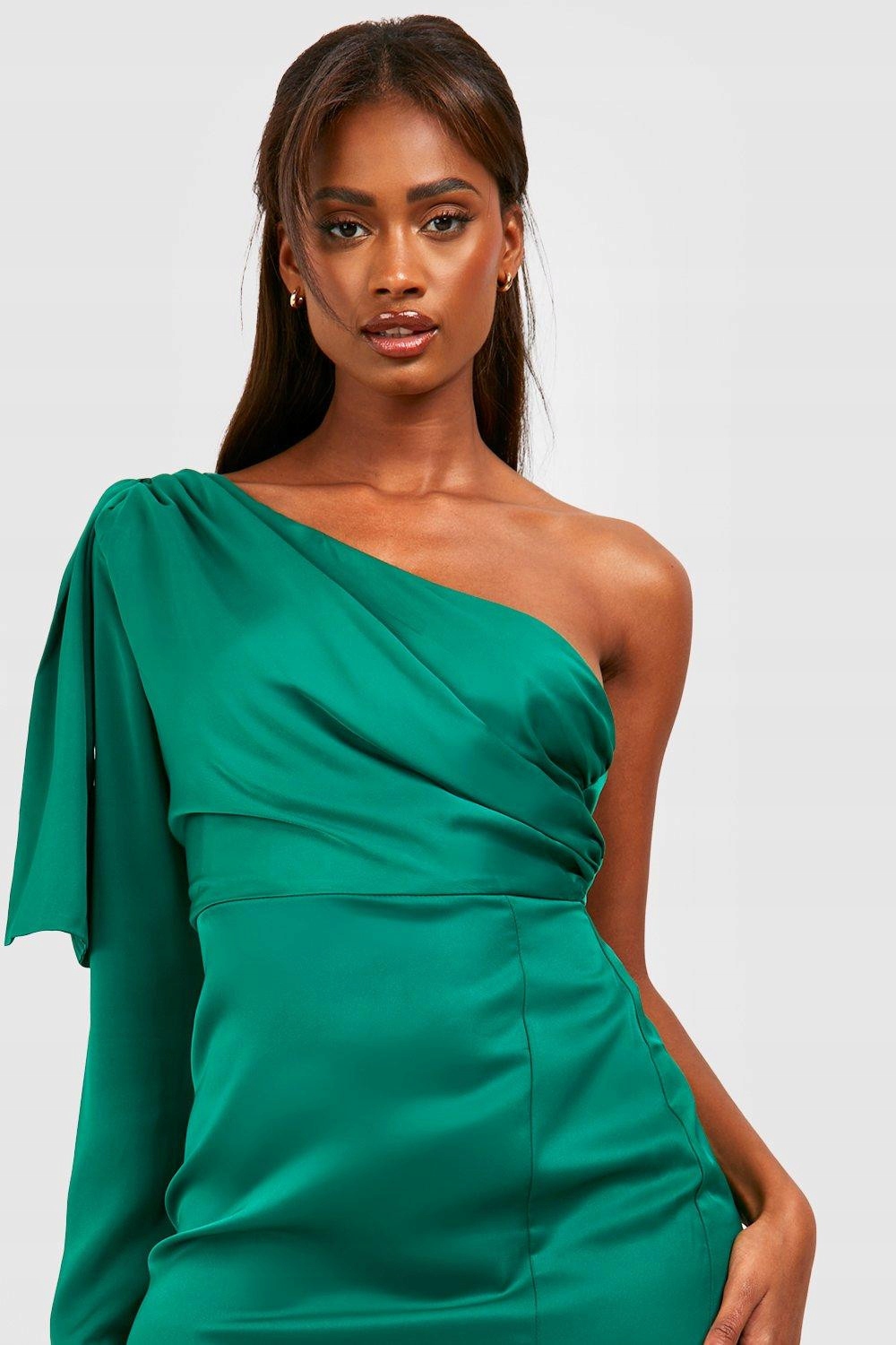 BOOHOO DRAPOWANA MAXI SUKIENKA NA JEDNO RAMIĘ ROZCIĘCIE W4N NG2__XL Rozmiar XL