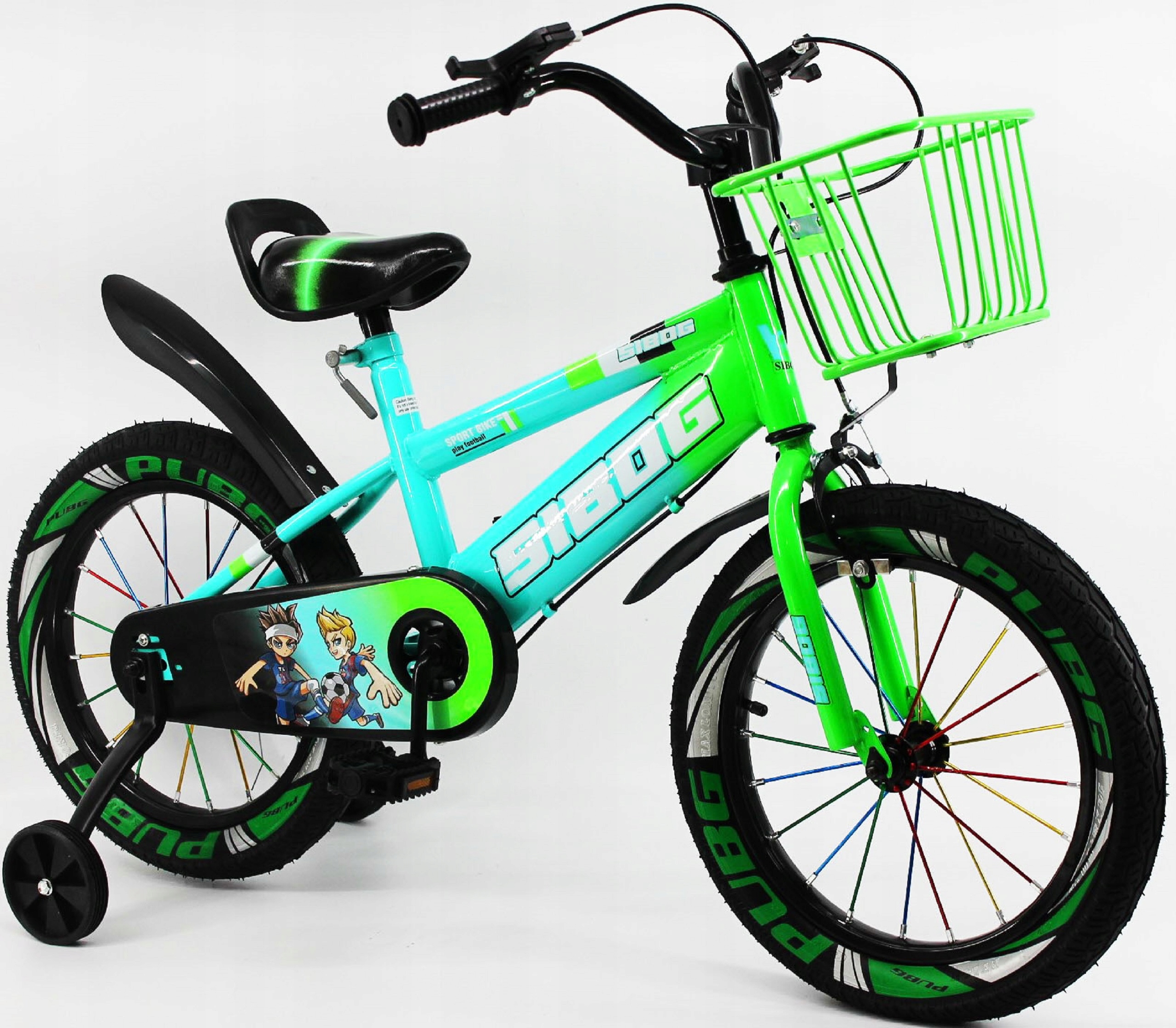 Rower Dziecięcy Rowerek 16 Cali Koszyk kółka Dla Dziecka Chłopca Zielony