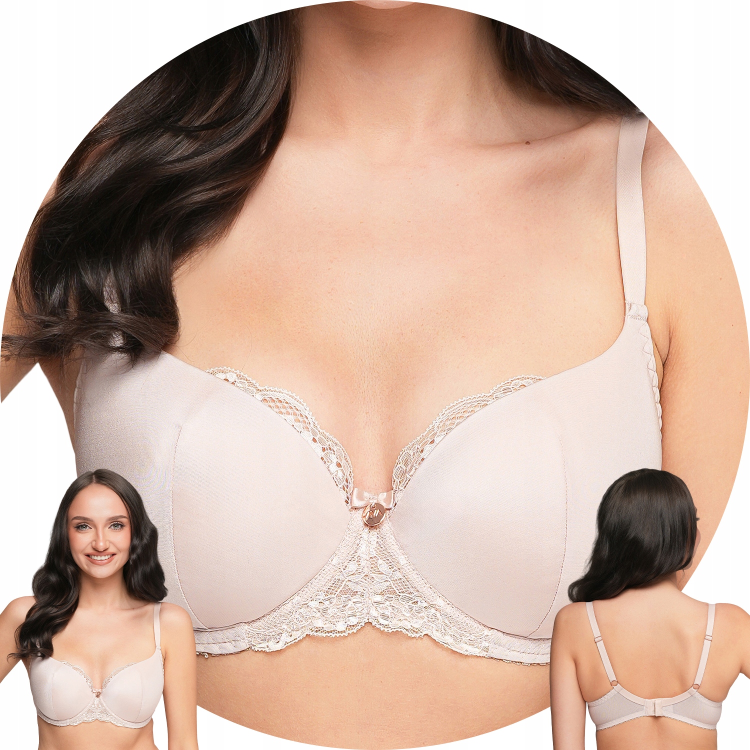 Ava 2256 Asielle béžová hladká krajka Cup Podprsenka 65G Vyztužená