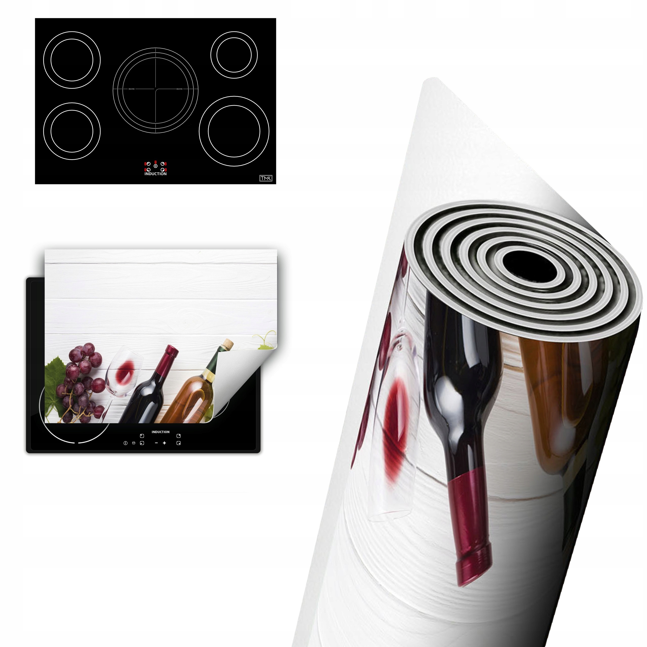 Vinylová Ochrana Na Indukci Deska 80x52 bílá dřevo víno