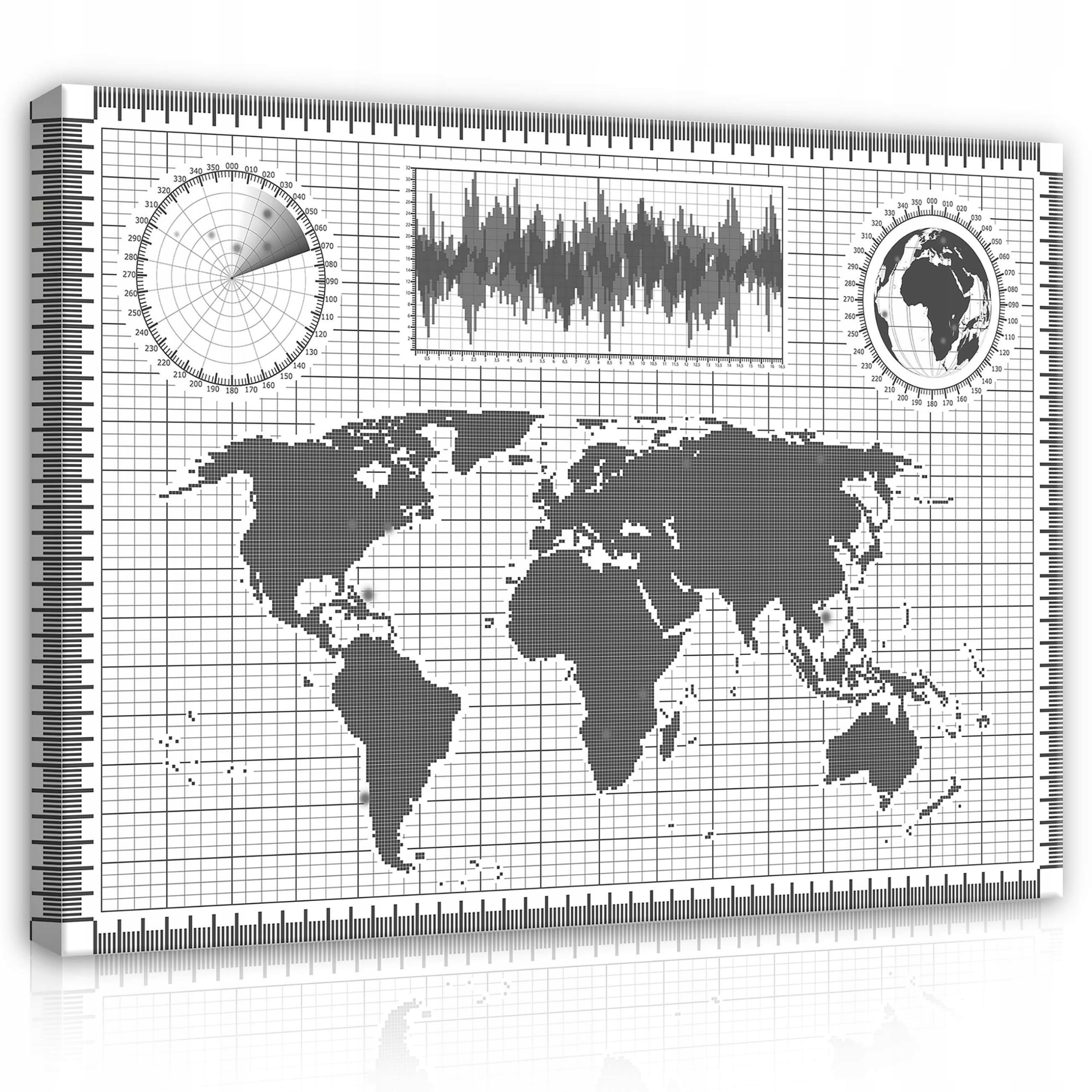 Obraz 100x75 Mapa světa graf schéma síť kontinenty globus radar