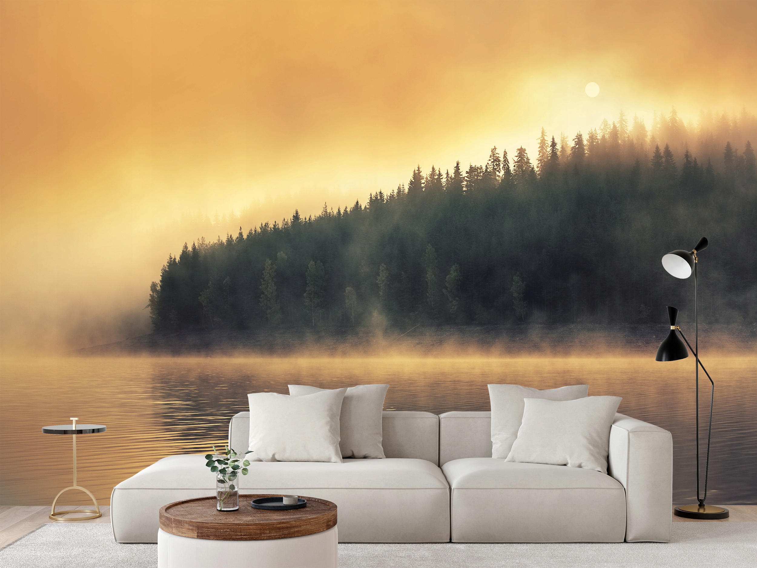 Fototapeta Malebná Krajina S Ranní Mlhou Nad Jezerem 180 x 120 cm