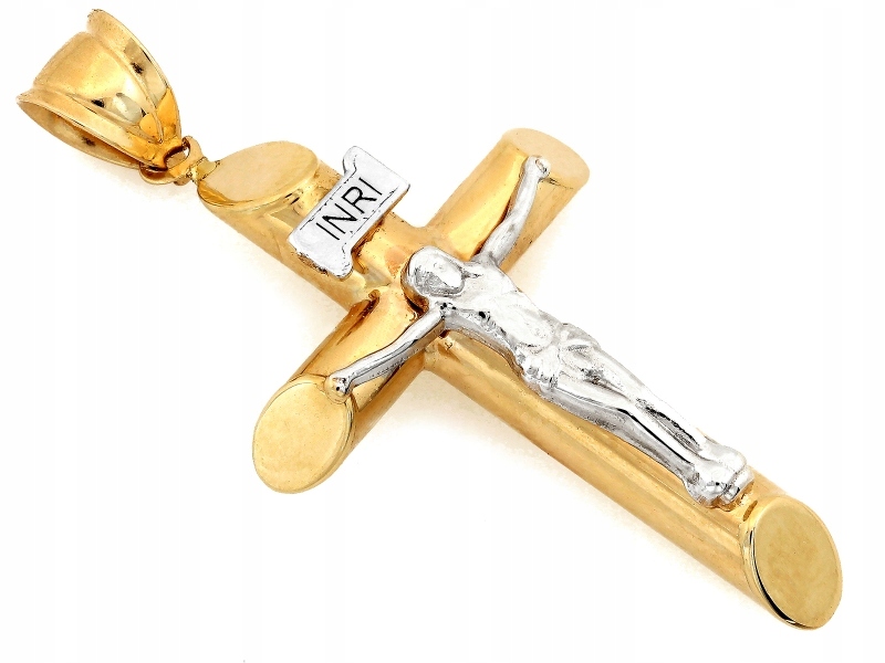 Zlatý elegantní křížek s Ježíškem, váha 1.74 g, dvoubarevný jako Dárek