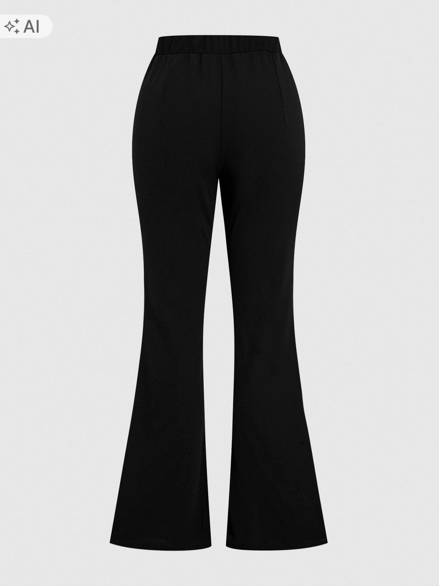 Shein Černé Elegantní Kalhoty Plus Size Se Záševky 50 1
