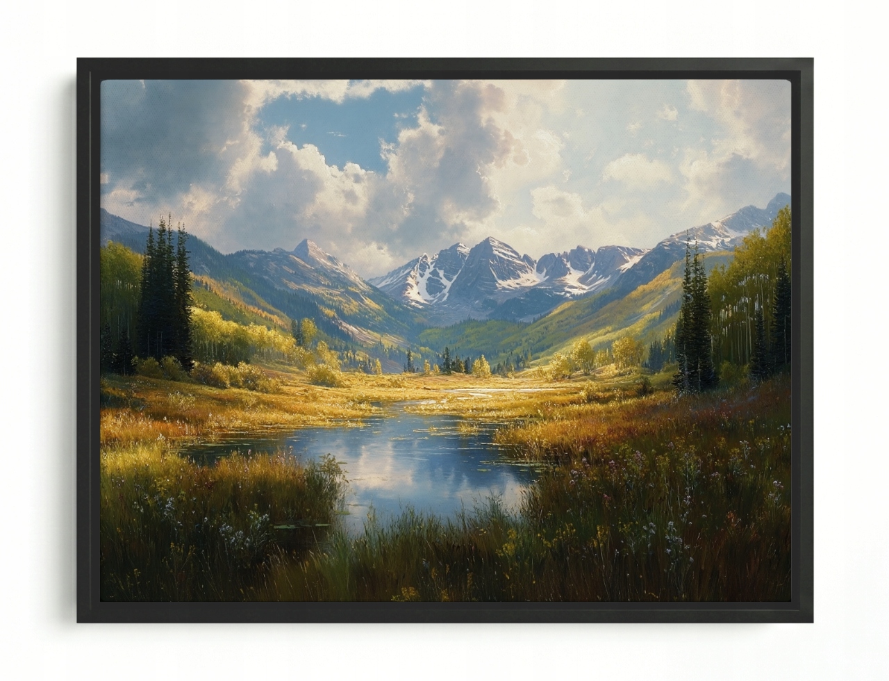 Obraz Rám American Box Hory Jazero Dolina Panoráma Sneh Vrcholy 80x60