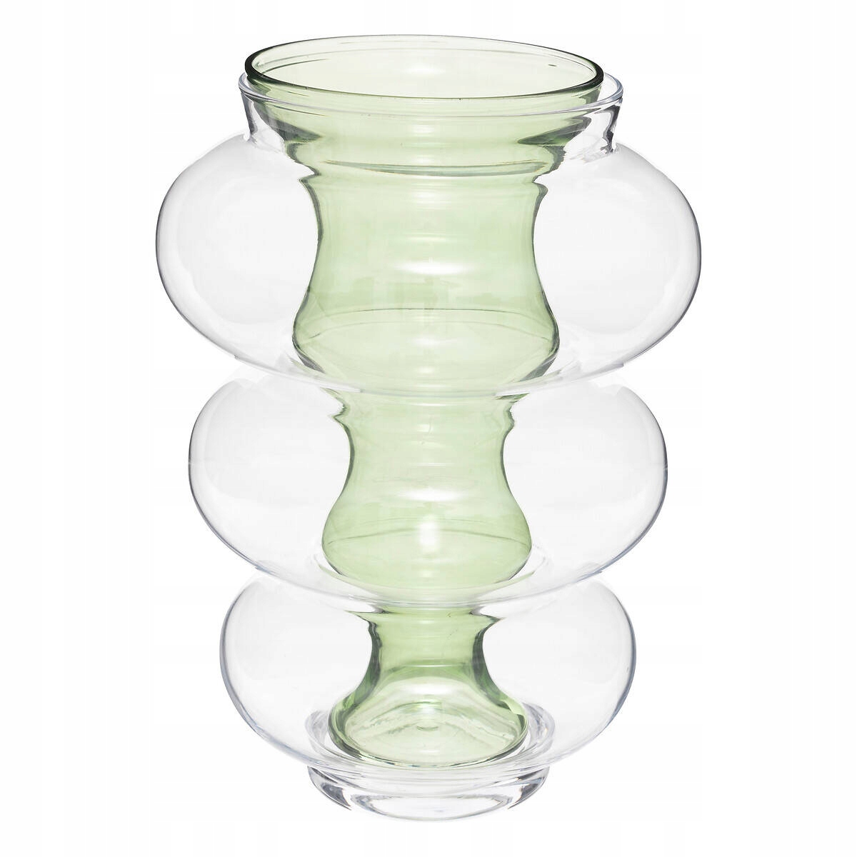 Dvojitá Sklenená Váza Na Kvety, Zelená, 36 cm, Na Kytice